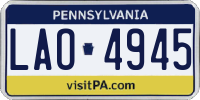 PA license plate LAO4945
