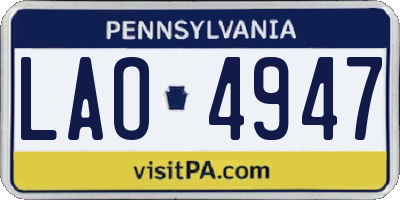 PA license plate LAO4947
