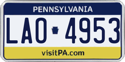 PA license plate LAO4953