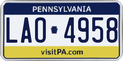 PA license plate LAO4958
