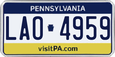 PA license plate LAO4959
