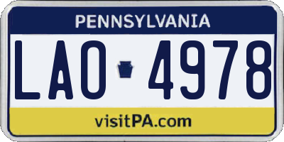 PA license plate LAO4978