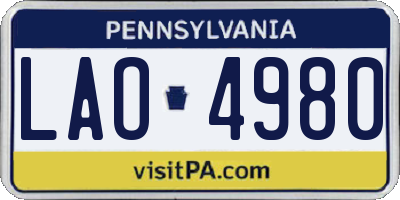 PA license plate LAO4980