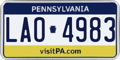 PA license plate LAO4983