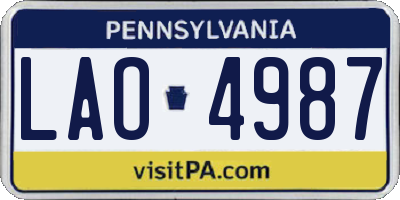PA license plate LAO4987