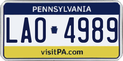 PA license plate LAO4989