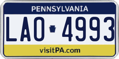 PA license plate LAO4993