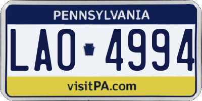PA license plate LAO4994