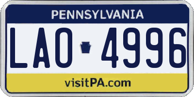PA license plate LAO4996