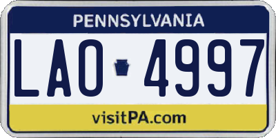 PA license plate LAO4997