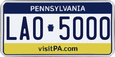 PA license plate LAO5000