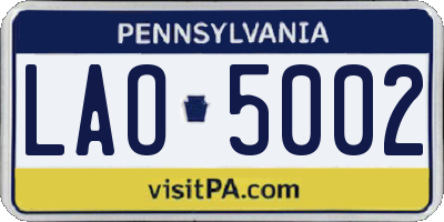 PA license plate LAO5002