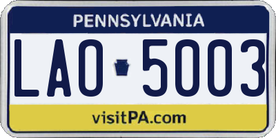 PA license plate LAO5003
