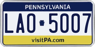PA license plate LAO5007