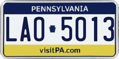 PA license plate LAO5013