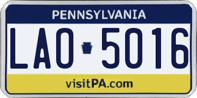 PA license plate LAO5016
