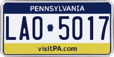 PA license plate LAO5017