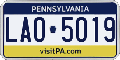 PA license plate LAO5019