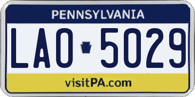 PA license plate LAO5029