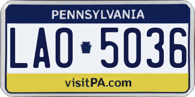 PA license plate LAO5036