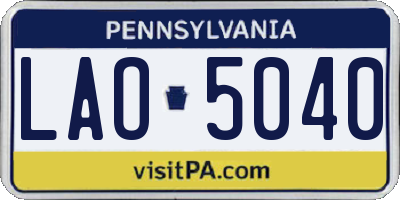 PA license plate LAO5040
