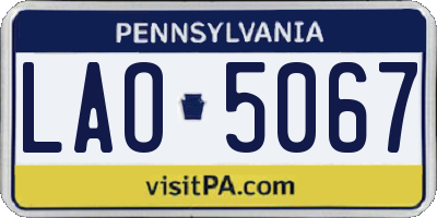 PA license plate LAO5067