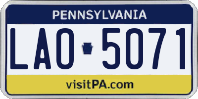 PA license plate LAO5071