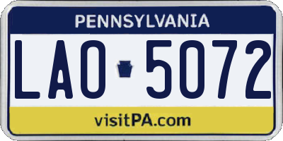 PA license plate LAO5072