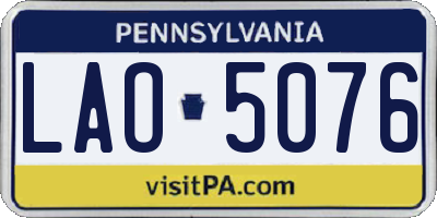 PA license plate LAO5076