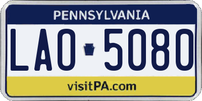 PA license plate LAO5080