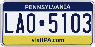 PA license plate LAO5103