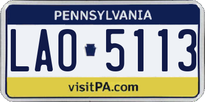 PA license plate LAO5113