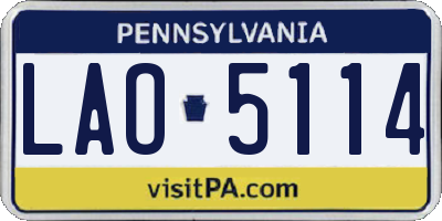 PA license plate LAO5114