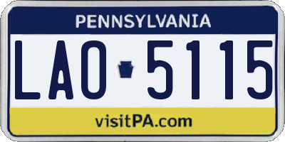 PA license plate LAO5115