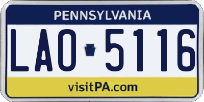PA license plate LAO5116