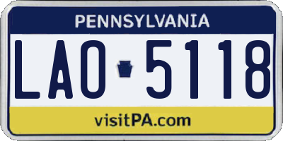 PA license plate LAO5118