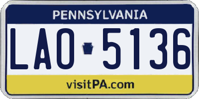PA license plate LAO5136