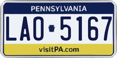PA license plate LAO5167
