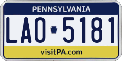 PA license plate LAO5181