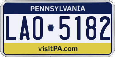 PA license plate LAO5182