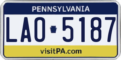 PA license plate LAO5187
