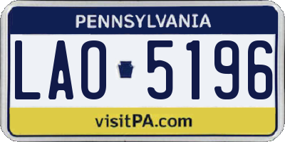 PA license plate LAO5196