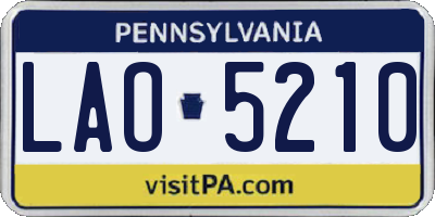 PA license plate LAO5210