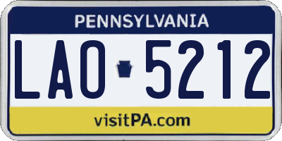 PA license plate LAO5212