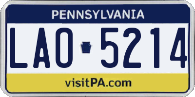PA license plate LAO5214