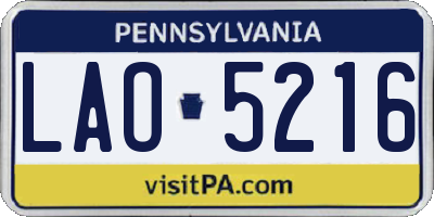 PA license plate LAO5216