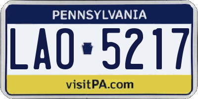 PA license plate LAO5217
