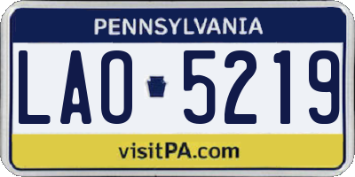 PA license plate LAO5219