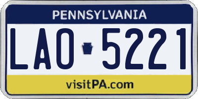 PA license plate LAO5221