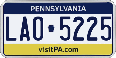 PA license plate LAO5225